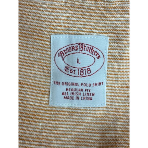 Brooks Brothers Orange Linen Blend Short Sleeve Button-Down Shirt Men’s Classic - Picture 3 of 5